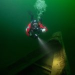 Inspektion des Bugs am Dornbuschwrack, Foto mit Genehmigung durch Dr. Florian Huber